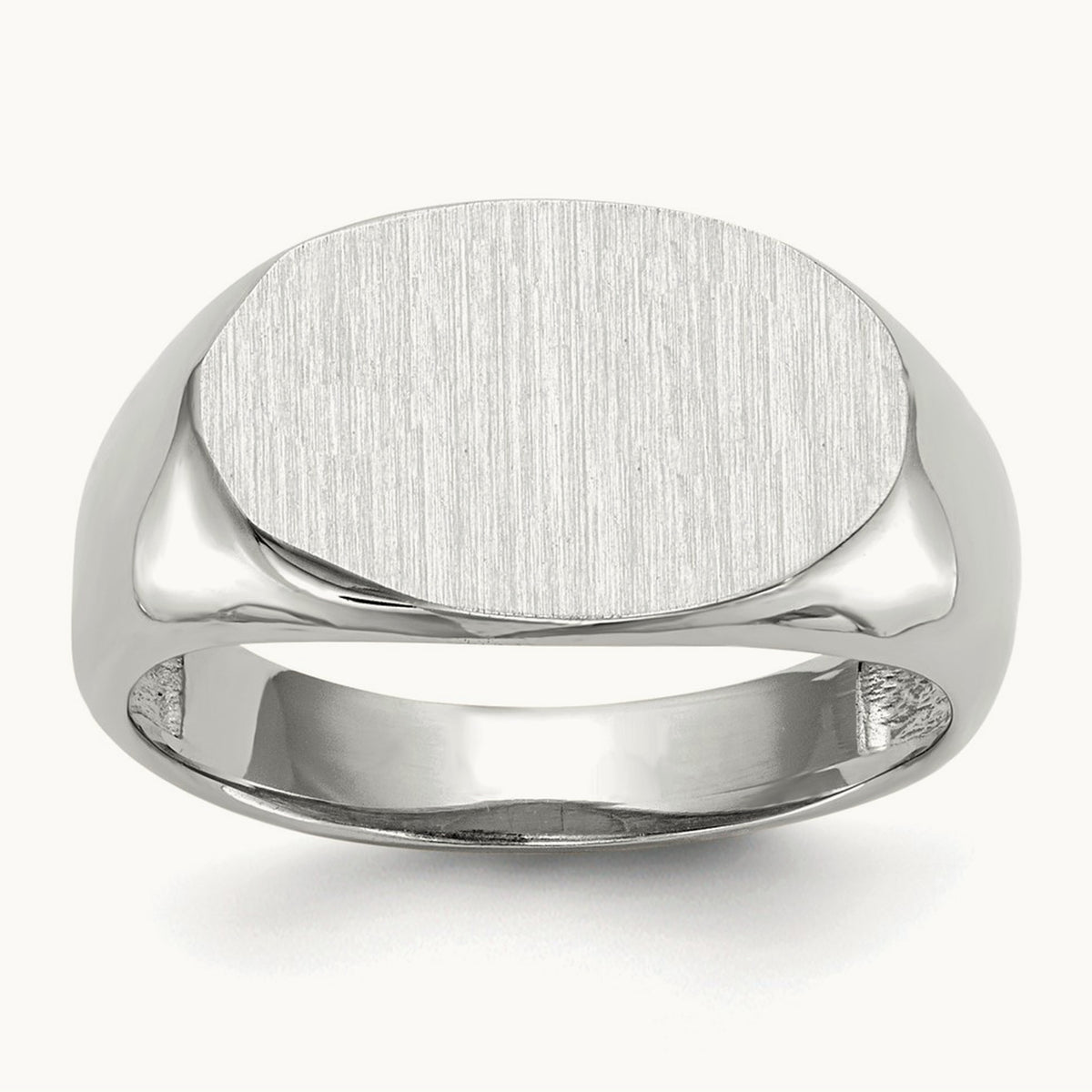 15.0x9. Open Back Signet Ring, 5mm, 14K White Gold