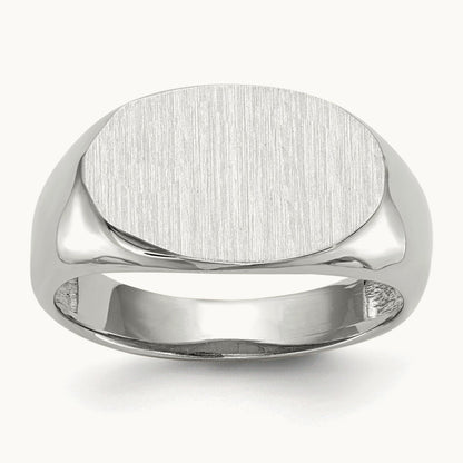 15.0x9. Open Back Signet Ring, 5mm, 14K White Gold