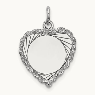 Etched Design .013 Gauge Engravable Heart Charm — 24mm