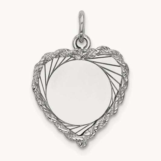 Etched Design .013 Gauge Engravable Heart Charm — 24mm