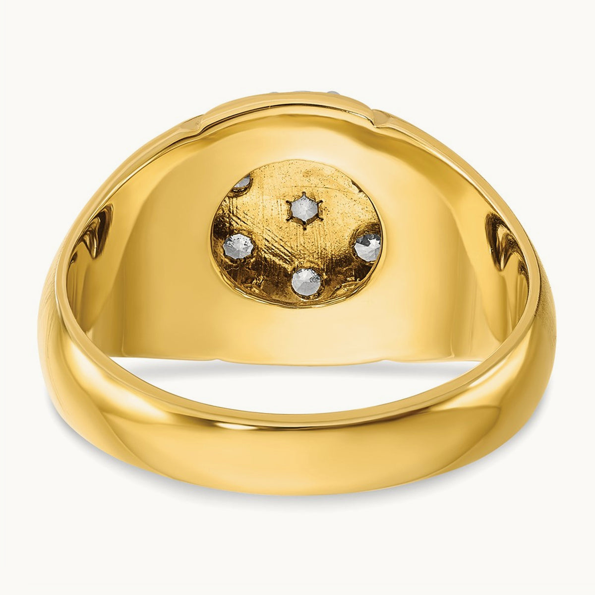 14ktt IBGoodman Men's Polished/Satin/Grooved Round Dia Cluster Ring
