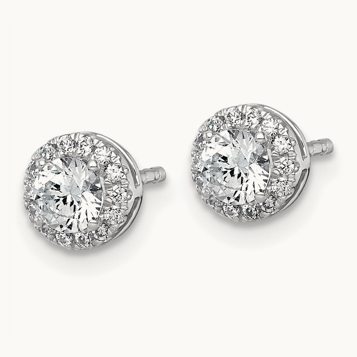 Round Halo Post Earrings, 0.50-7.50 ct tw Lab-Grown Diamond — 5/8 ct, 14K White Gold