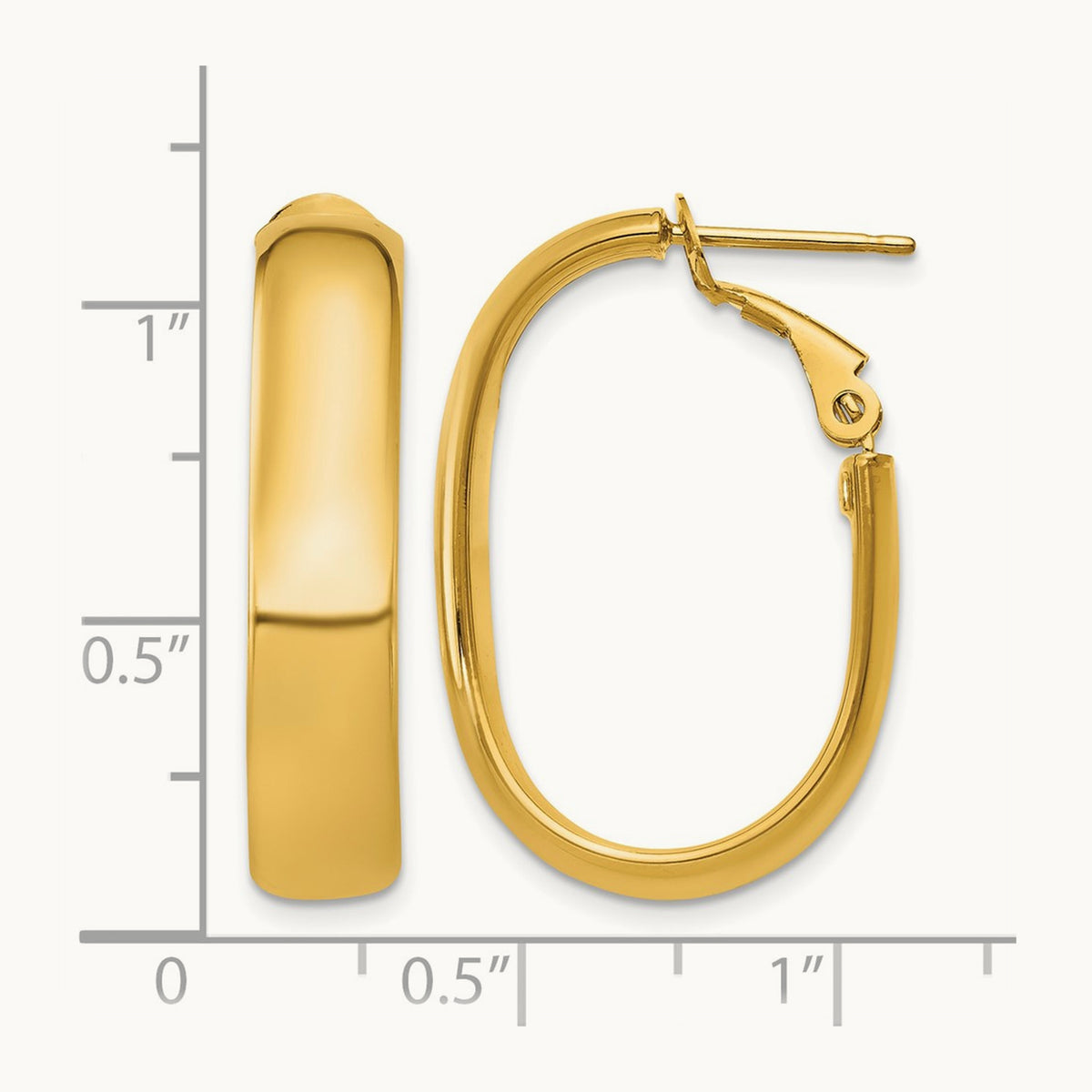 Oval Omega Back Hoop Earrings — 14K Yellow Gold, 5.75mm