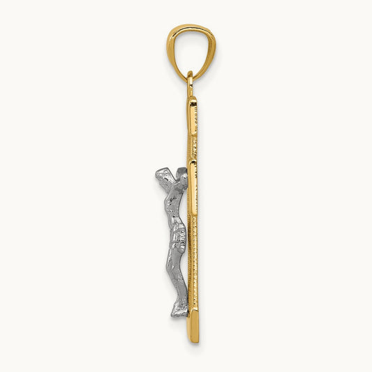 Crucifix Pendant, 14K Two-tone