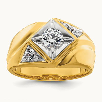 With White RH Men's Ring, 1.00 ct tw Lab-Grown Diamond