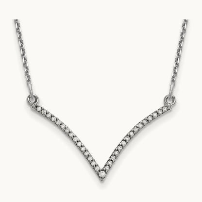 Diamond V Necklace, 14K White Gold
