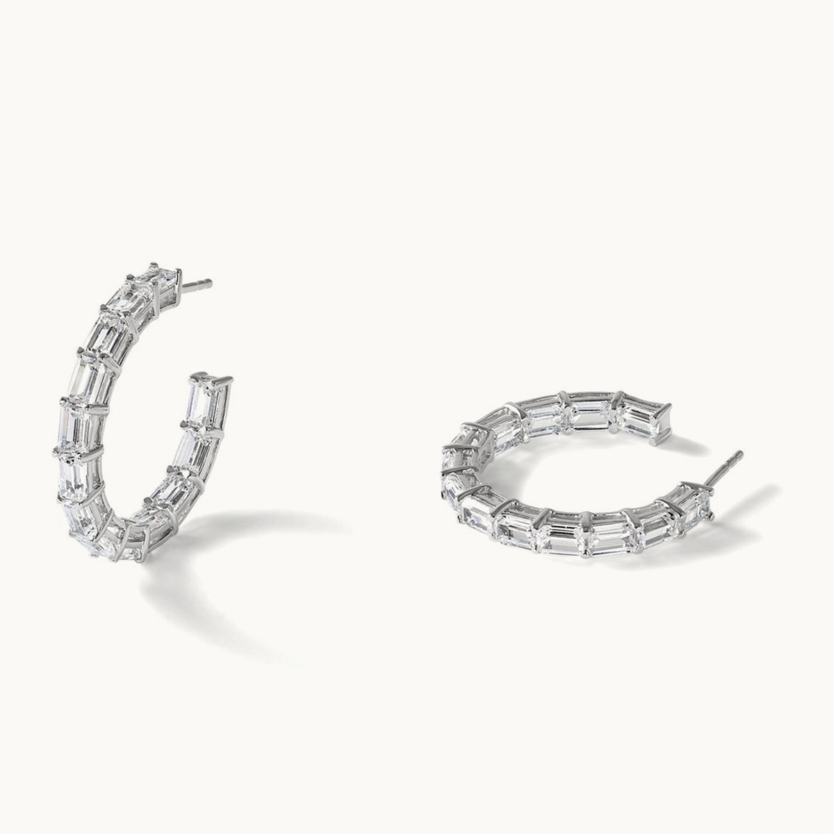 Emerald in/Out Hoops, 6.50 ct tw Lab-Grown Diamond
