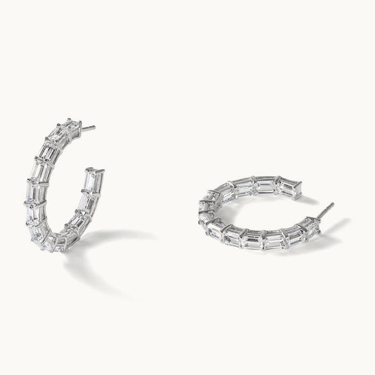 Emerald in/Out Hoops, 6.50 ct tw Lab-Grown Diamond
