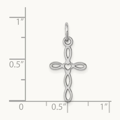Loop with Center Heart Cross Pendant — 14K White Gold
