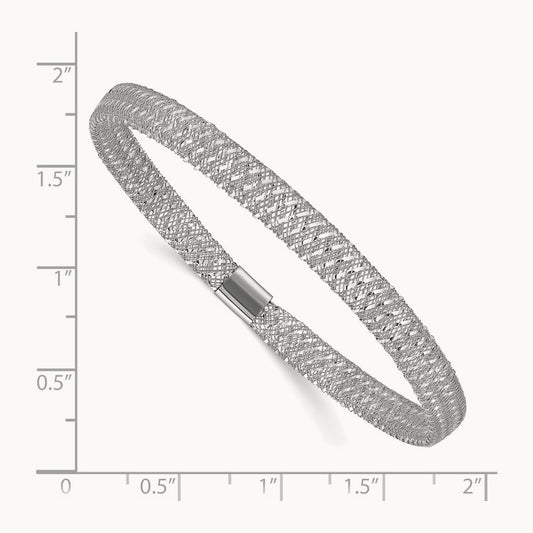 w/White Rhodium-plating Stretch Bangle, 14K — Leslie's
