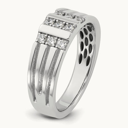 IB Goodman Mens Polished Complete 1/3ct Diamond Ring, 14K White Gold