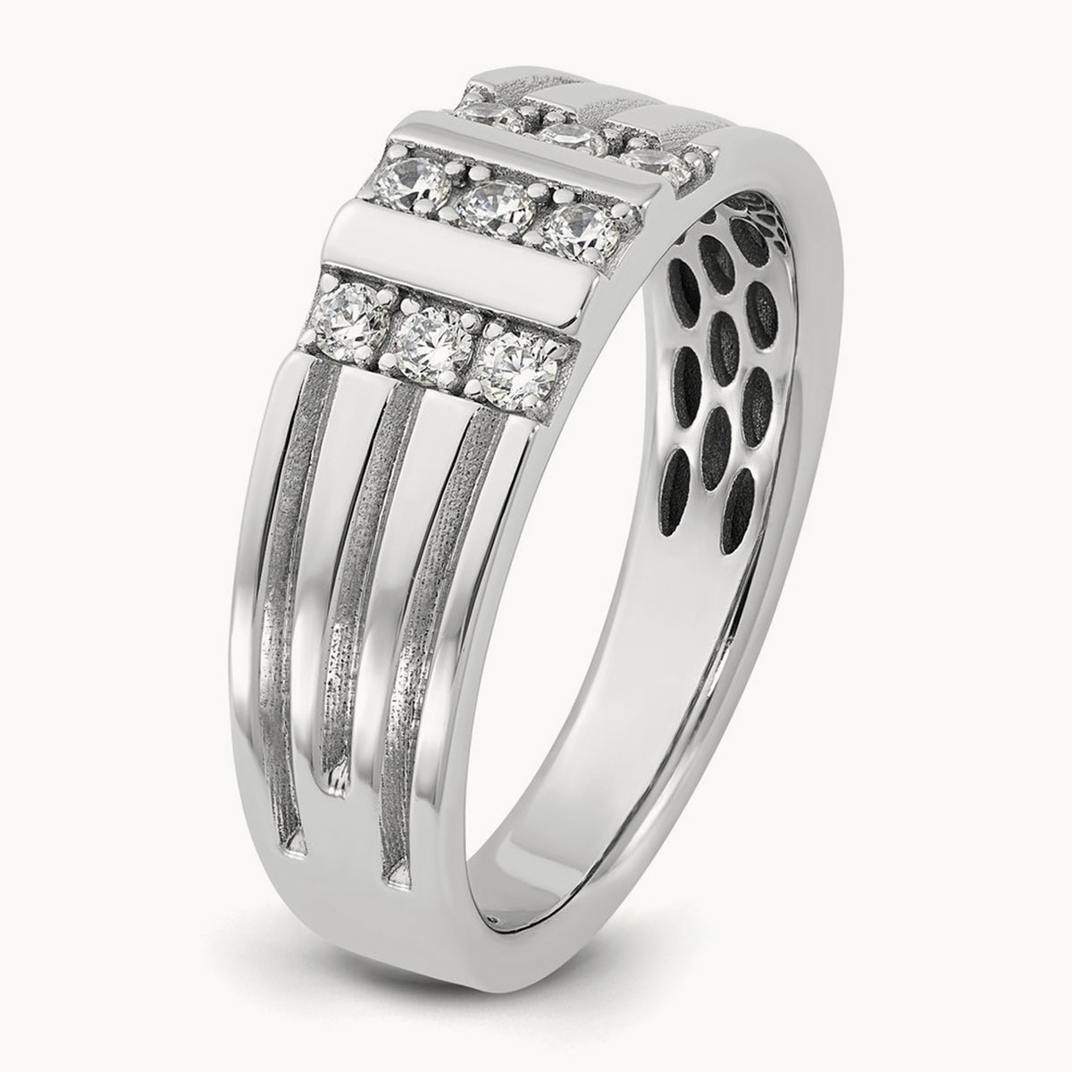 Setting: with White Rhodium IB Goodman Men's Diamond Ring Mounting, 14K Gold — 14K White Gold