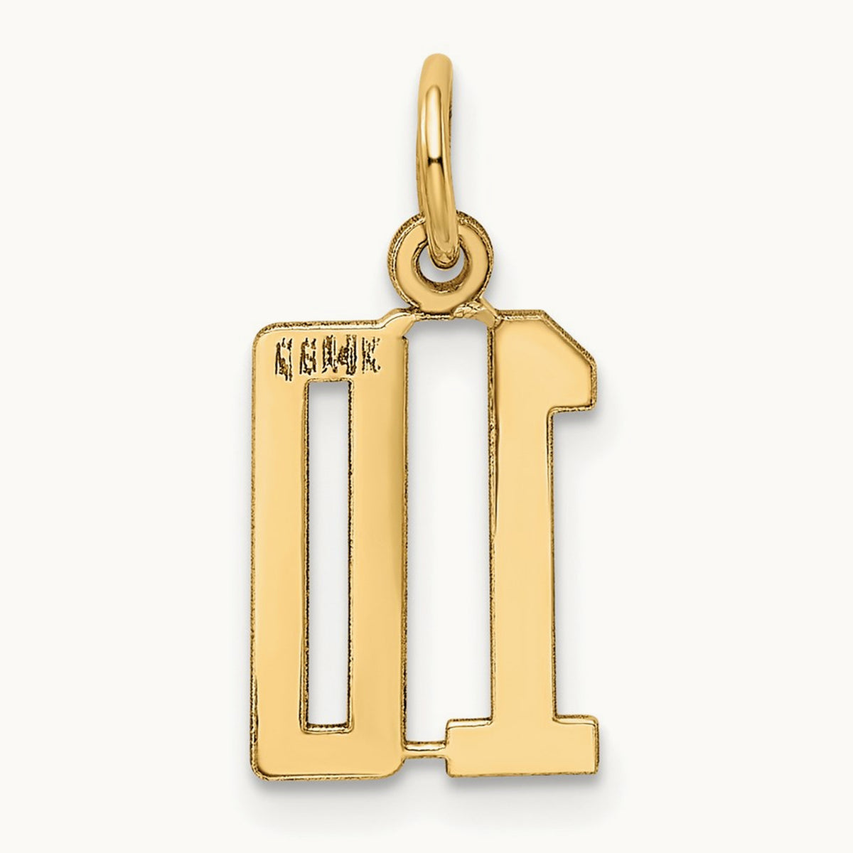 Small Elongated Number 10 Charm, 14K