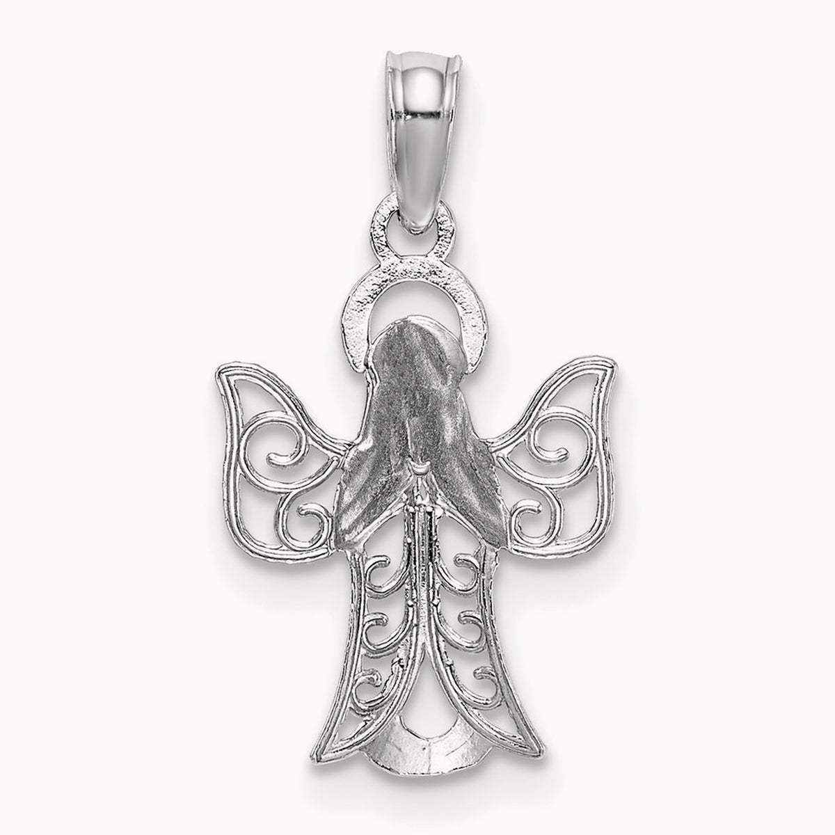 Angel Pendant, 22mm in 14K White Gold