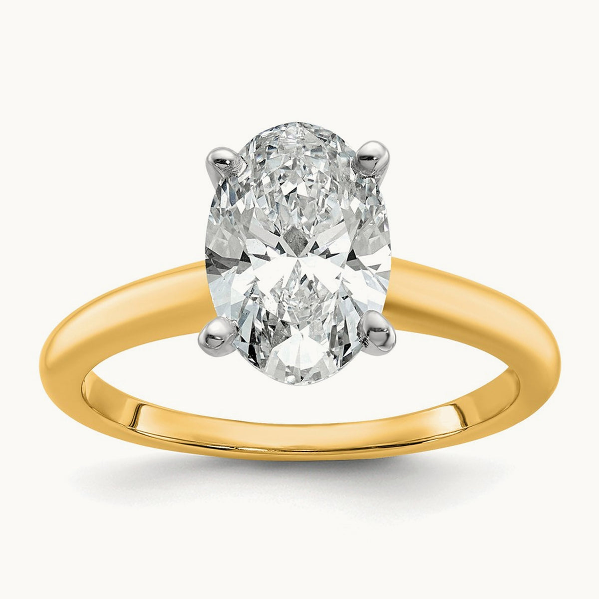 Oval Solitaire Engagement Ring, 0.50-5.00 ct tw Lab-Grown Diamond — 2 ct, 14K Two-Tone
