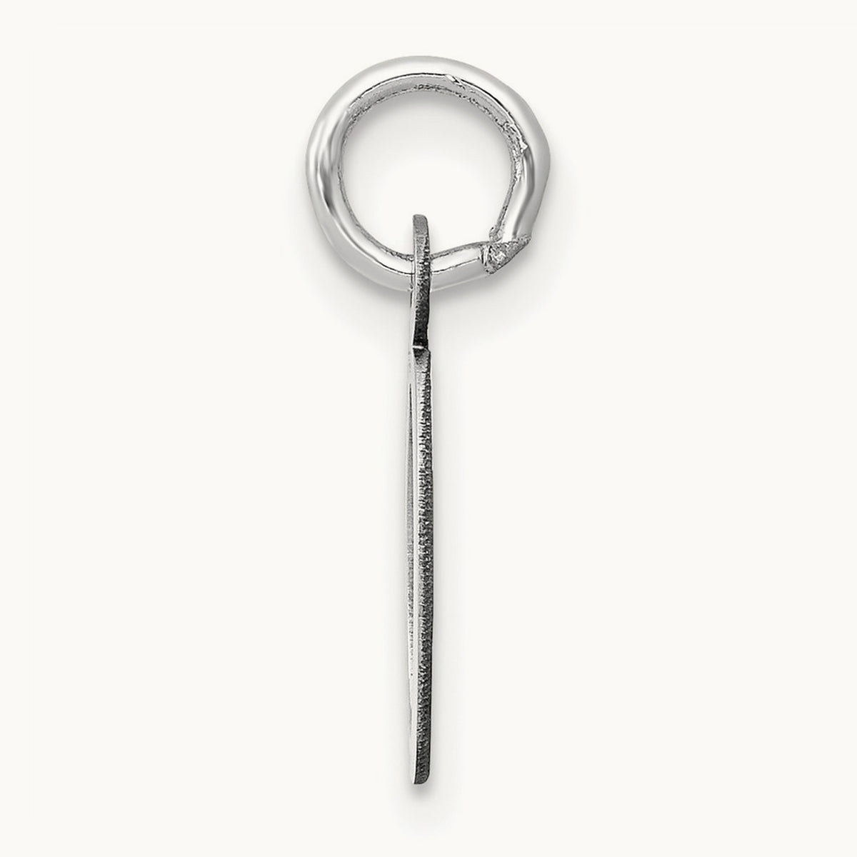 Small Slanted Block Initial Charm — 14K White Gold, O