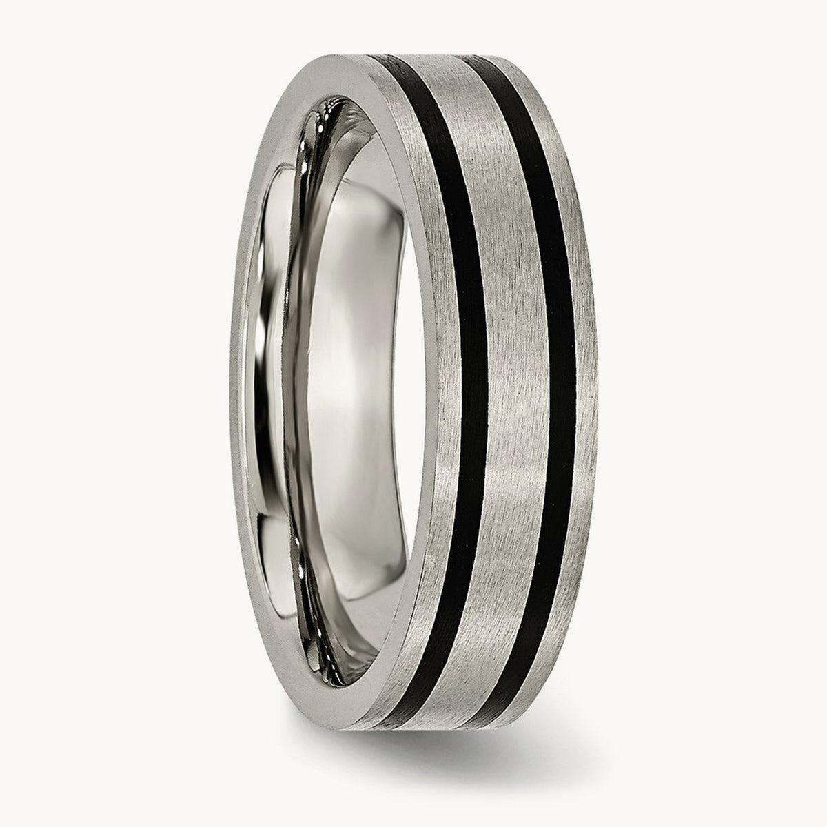 Brushed Enameled Flat Band, 6mm, Titanium
