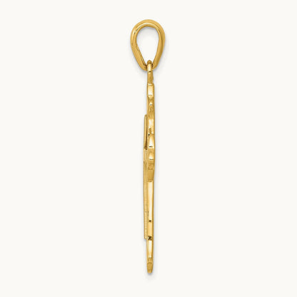 Fleur De Lis Cross Pendant, 14K Two-tone