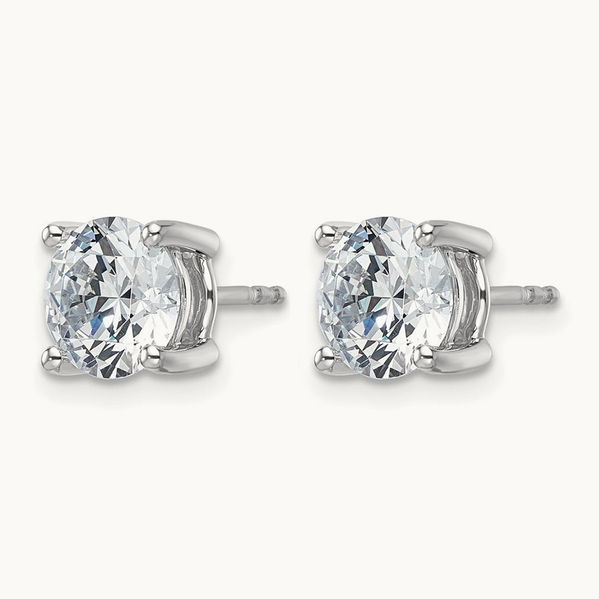 Round Lightweight Earrings, 0.25-6.00 ct tw Lab-Grown Diamond — 4 ct, 14K White Gold