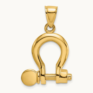 3-D Large Shackle Charm, 14K