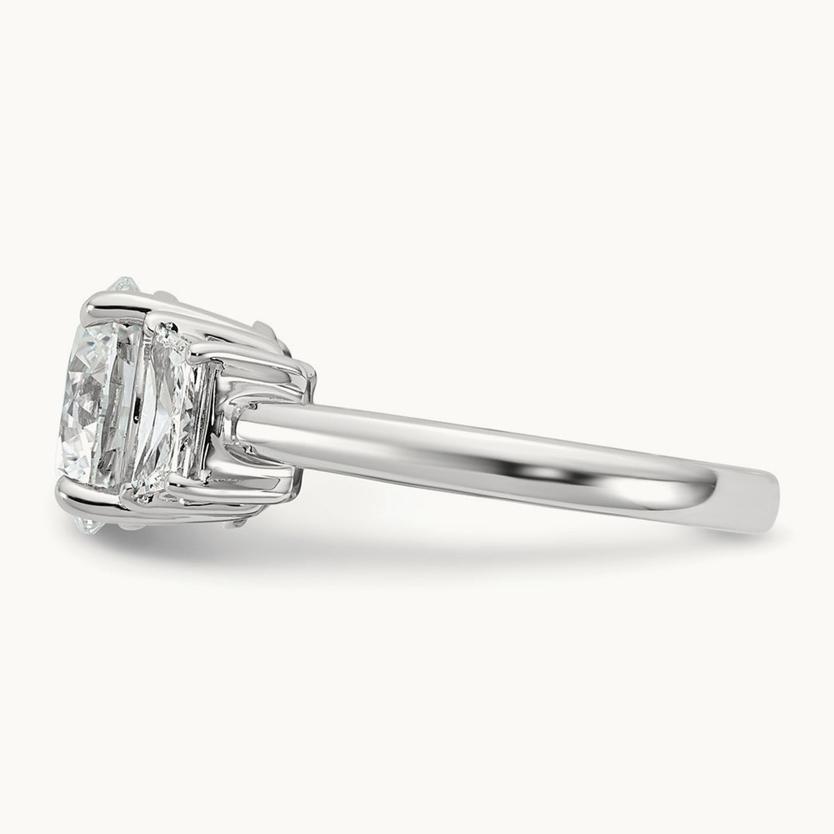 Trapezoid Sidestones Engagement Ring, 0.25-3.75 ct tw Lab-Grown Diamond — 3 3/4 ct, VS (Best) · Certified, 14K White Gold