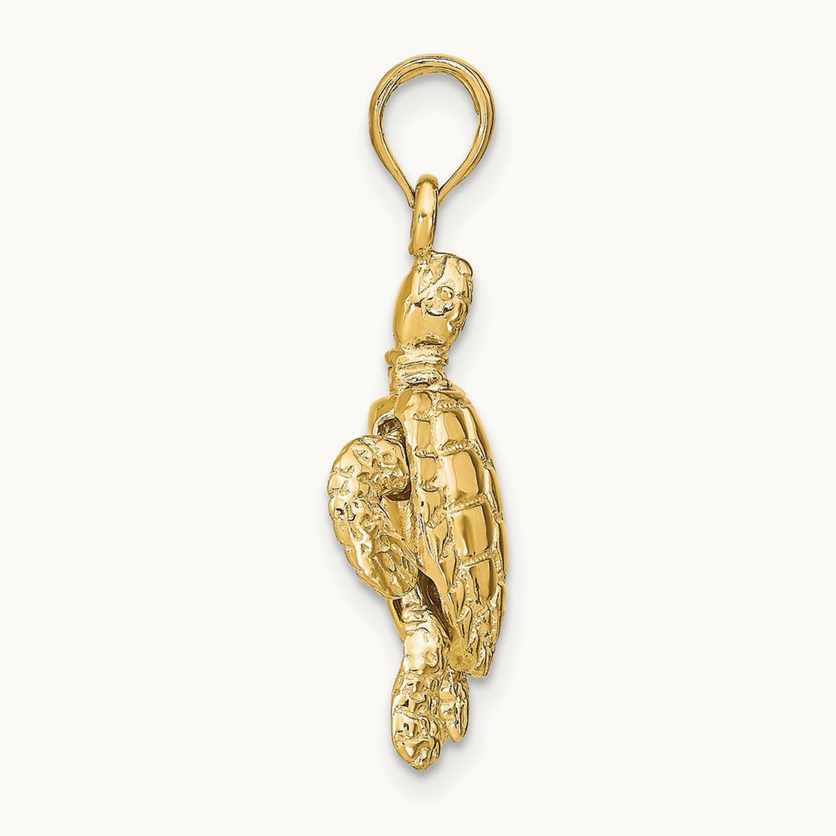 3-D Sea Turtle with Moveable Head and Legs Charm, 14K