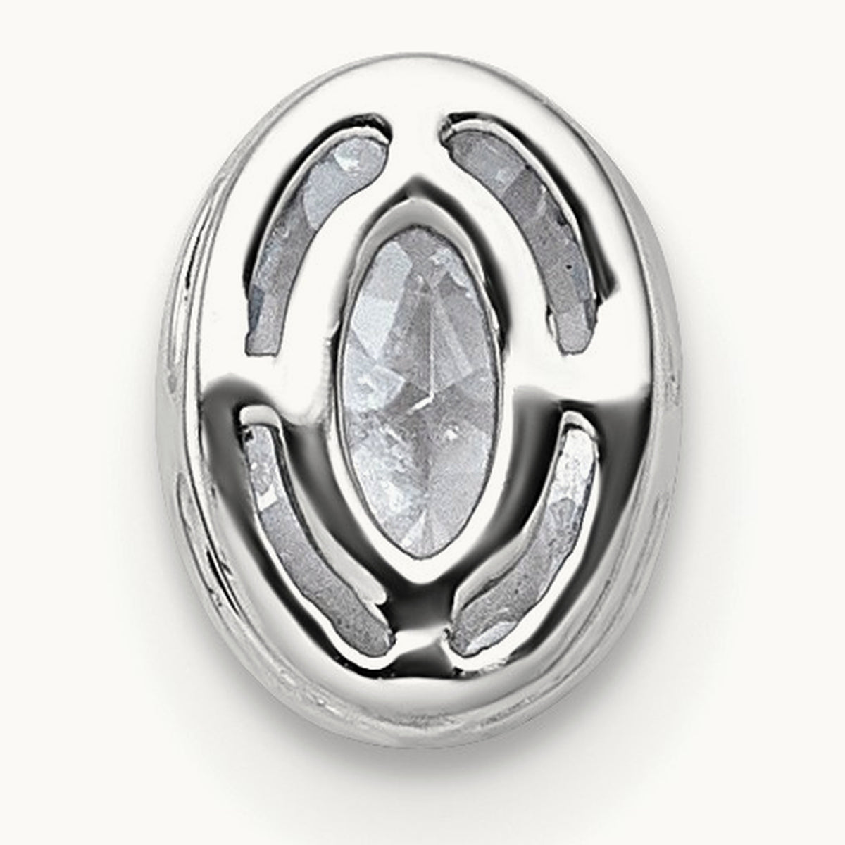 Oval Bezel Set Chain Slide Pendant, 0.25-3.00 ct tw Lab-Grown Diamond — 5/8 ct, VS (Best), 14K White Gold