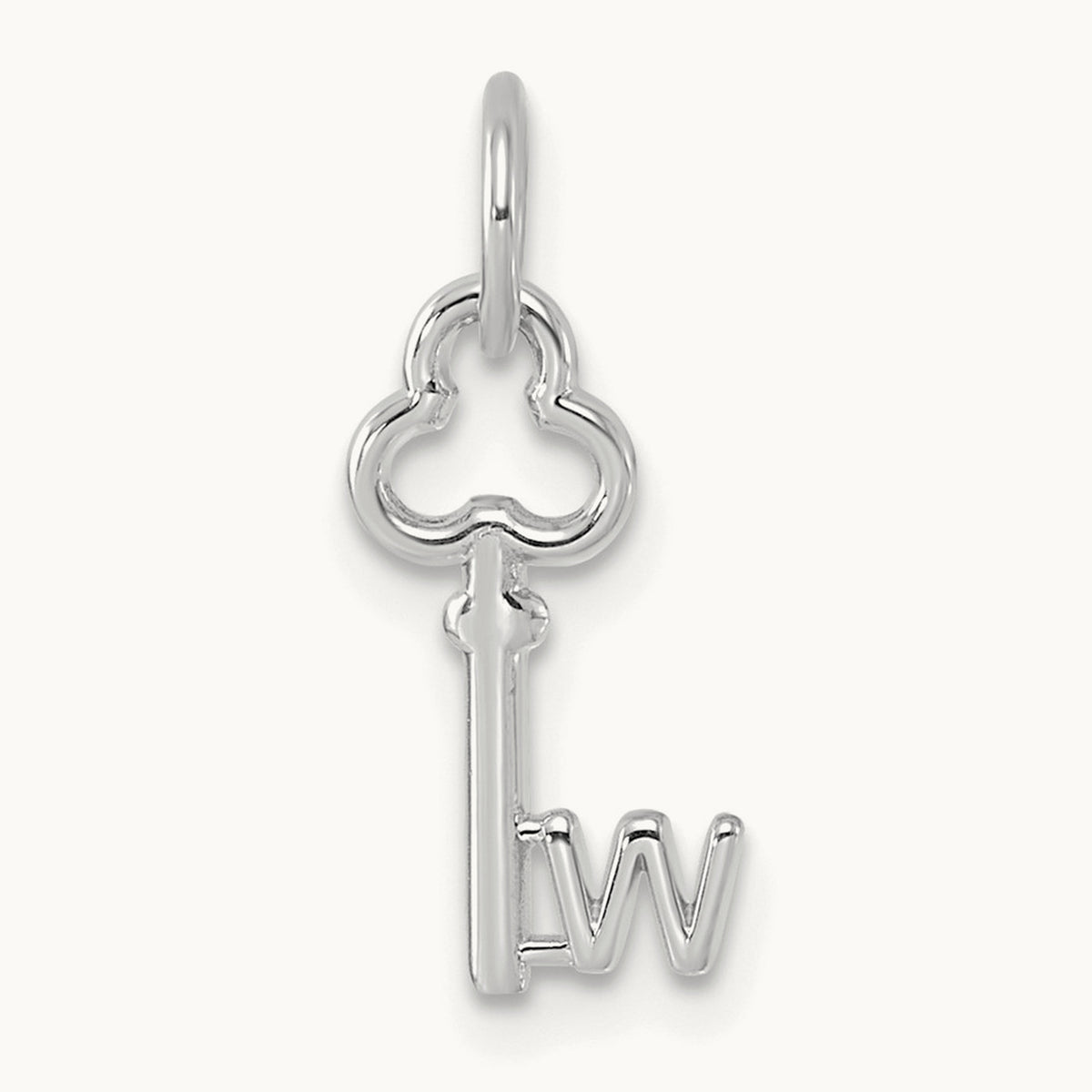 Key Initial Charm — 14K White Gold, W