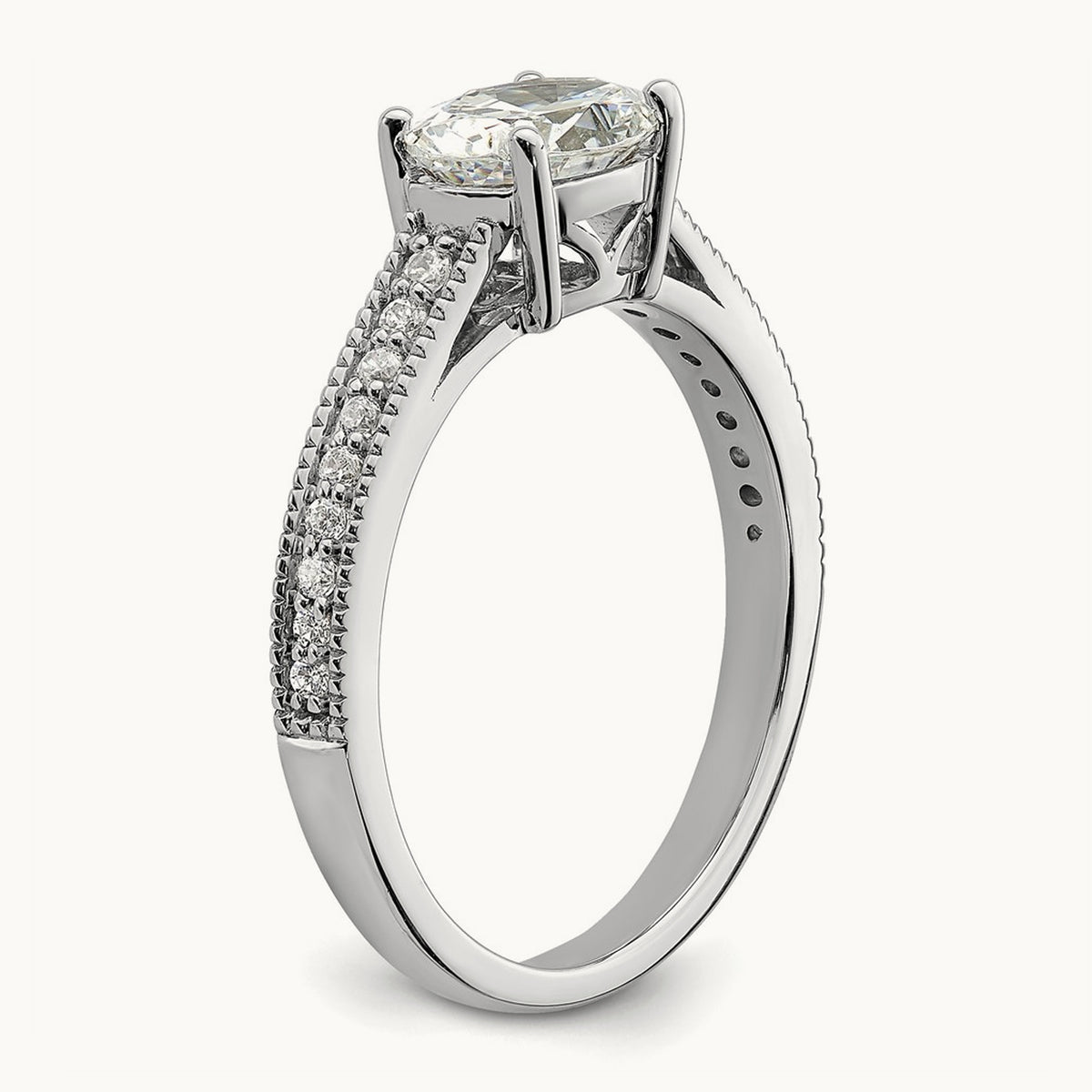 East West Oval Semi-Mount Engagement Ring — 1 ct, 7