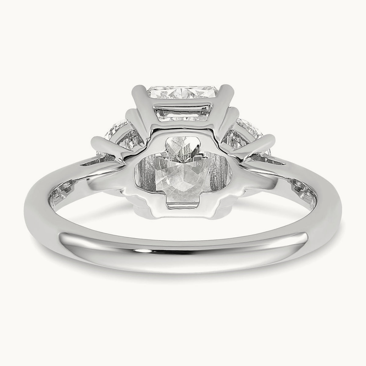 Radiant & 1/2 Moon Engagement Ring, 1.25-4.00 ct tw Lab-Grown Diamond — 2 1/2 ct, 14K White Gold