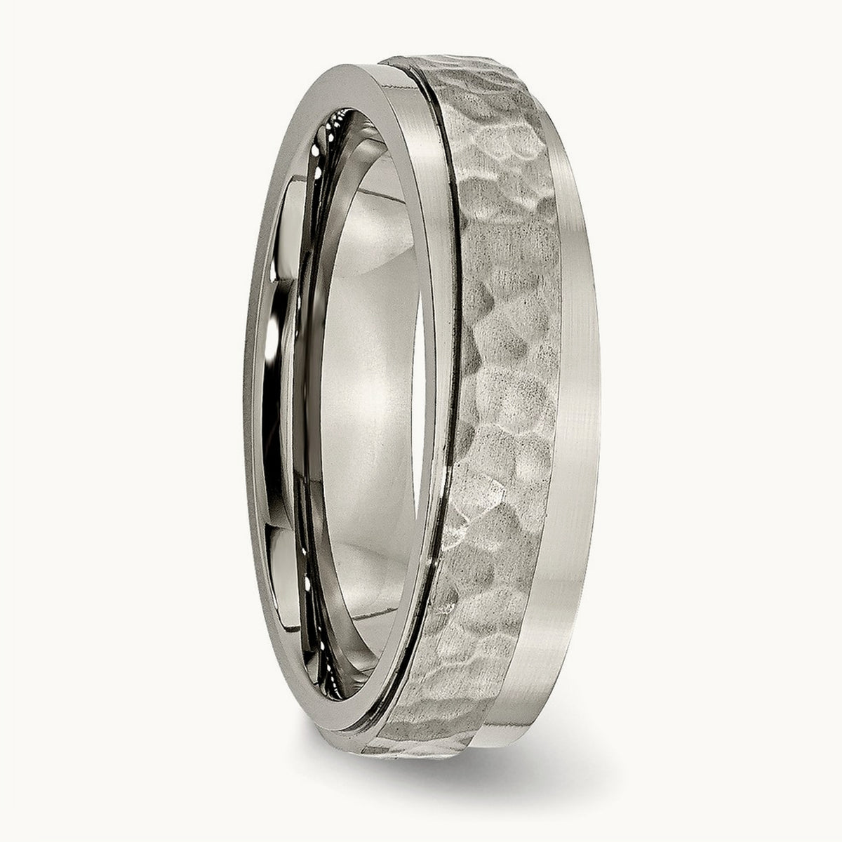 Polished and Hammered Ridged Edge Band — 9