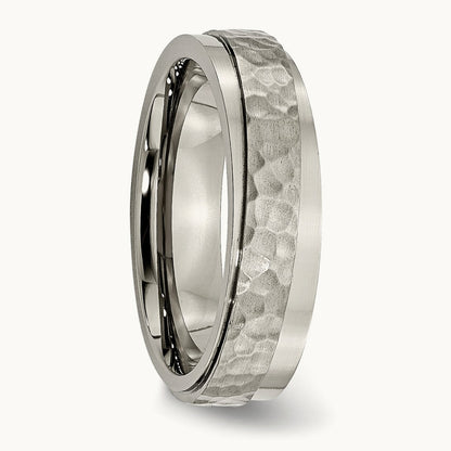 Polished and Hammered Ridged Edge Band — photo set