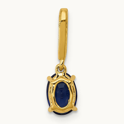 Diamond and Oval 1.04 Oval Sapphire Pendant, 14K