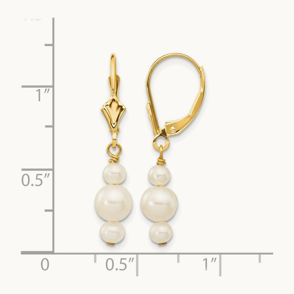 3- & 5-5.5mm Semi-Round FWC Pearl Leverback Dangle Earrings, 3.5mm, 14K