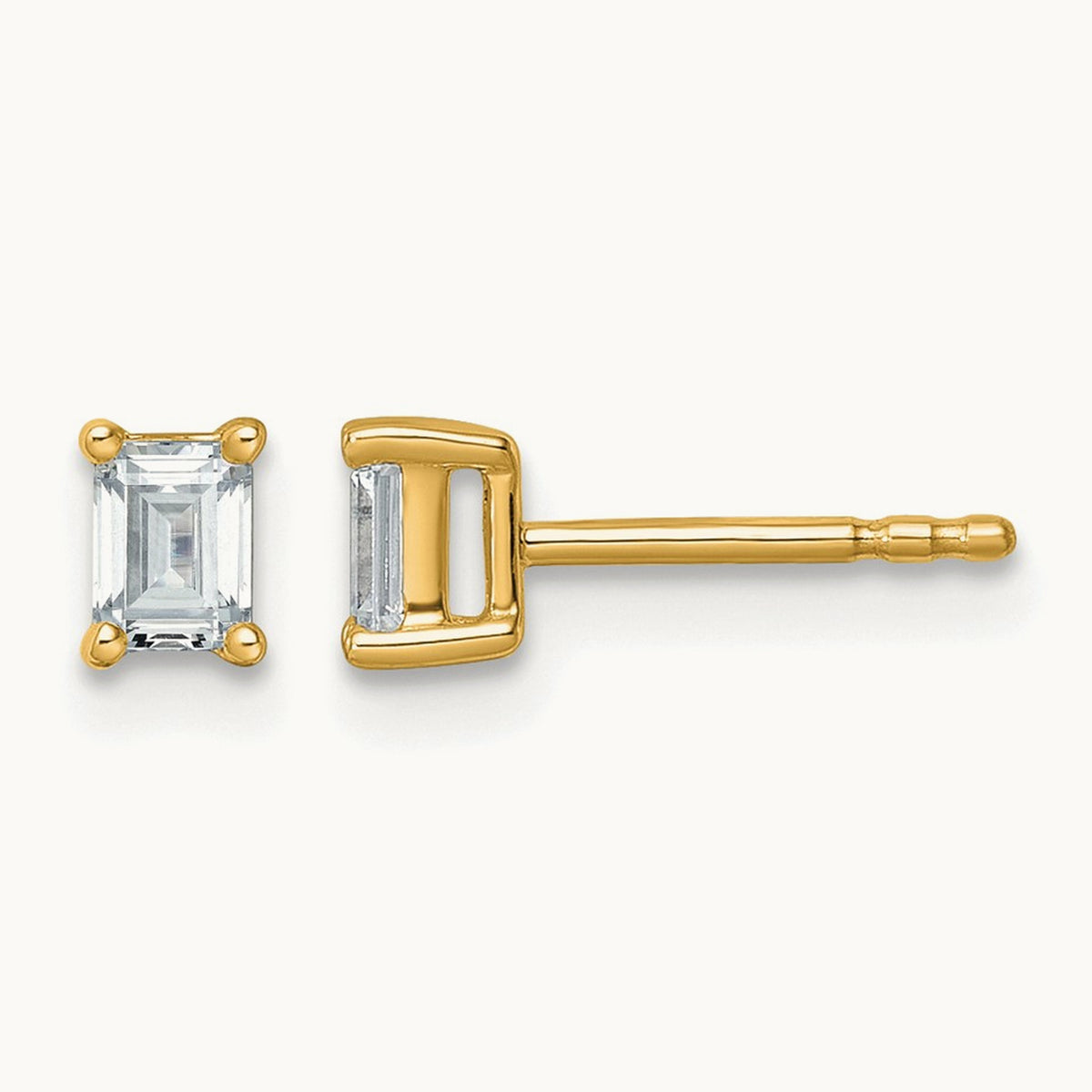 Emerald Four-Prong Stud Earrings, 0.50-6.00 ct tw Lab-Grown Diamond — 1/2 ct, 14K Yellow Gold