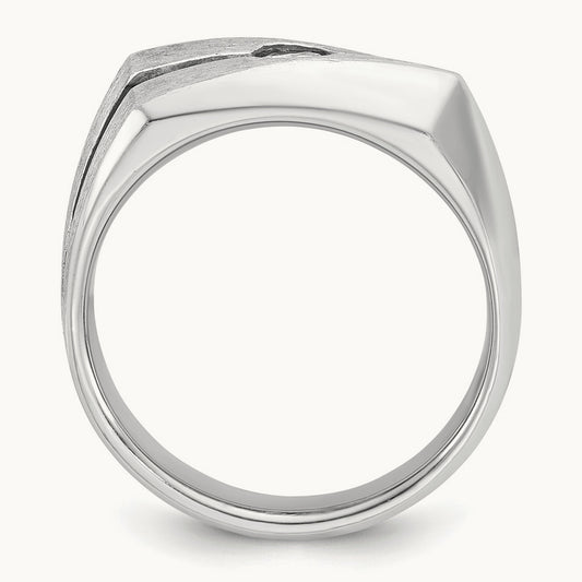 IBGoodman Men's w/Black Rhodium Satin Diamond Complete Ring, 14K White Gold