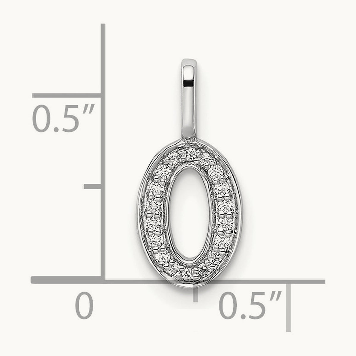 Diamond Number 0 Pendant — 14K White Gold, 15.24mm