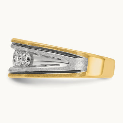 With Blk RH 5 Stone Men's Ring, 1.00 ct tw Lab-Grown Diamond