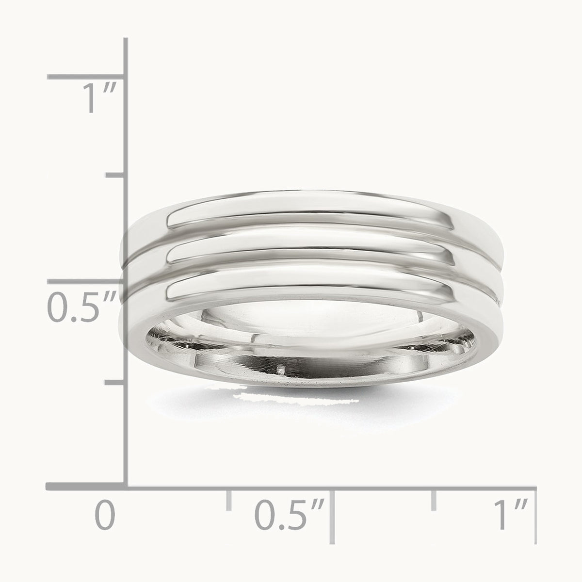 Sterling Silver 6mm Polished Flat Grooved Fancy Band