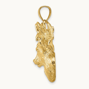 2-D Textured Deer Head Charm, 14K