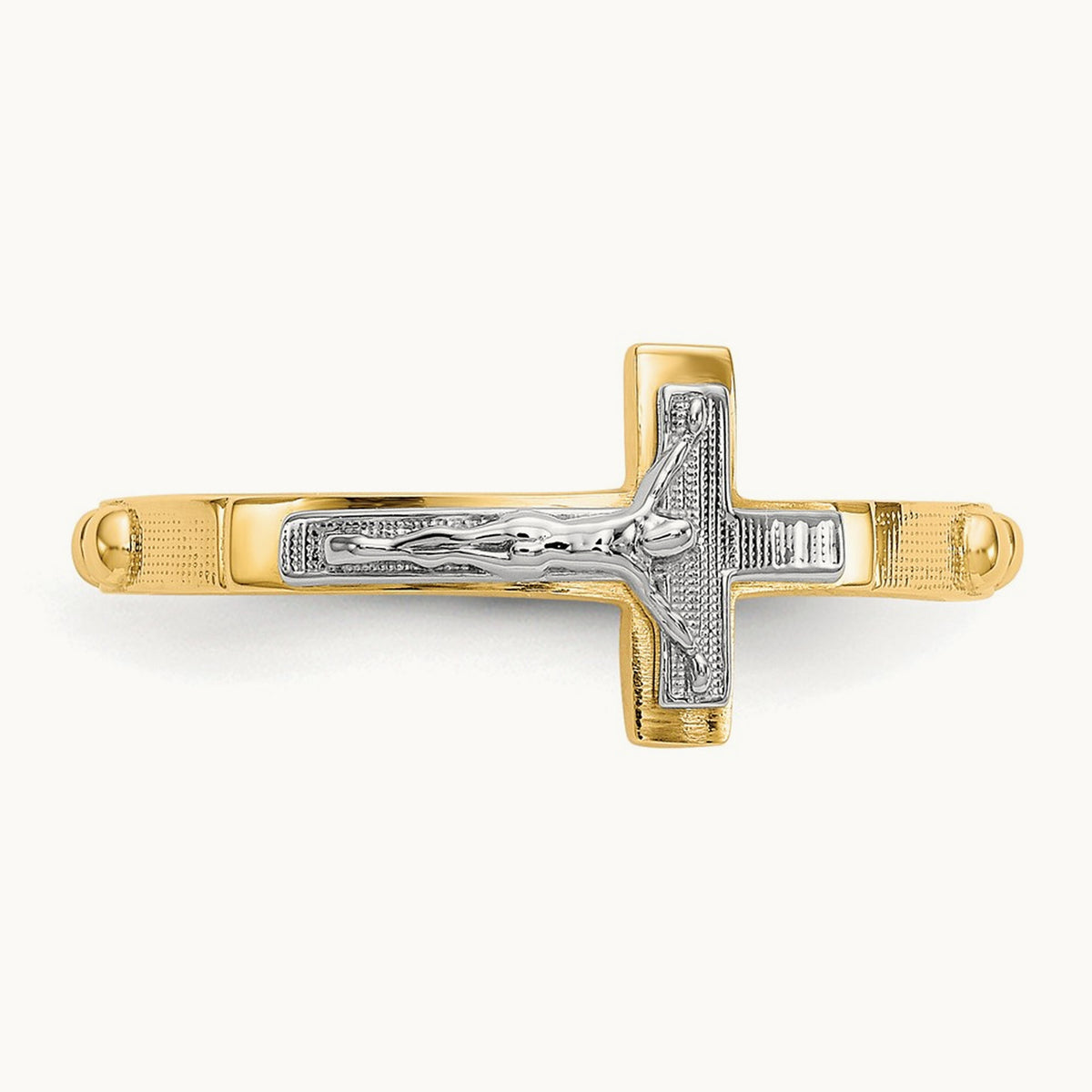 Crucifix Rosary Ring, 14K Two-tone