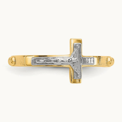 Crucifix Rosary Ring, 14K Two-tone