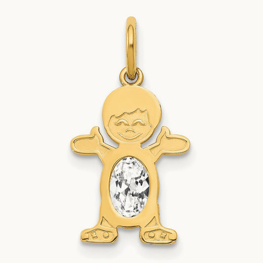 Boy 6x4 Oval Genuine Topaz-April — 14K Yellow Gold