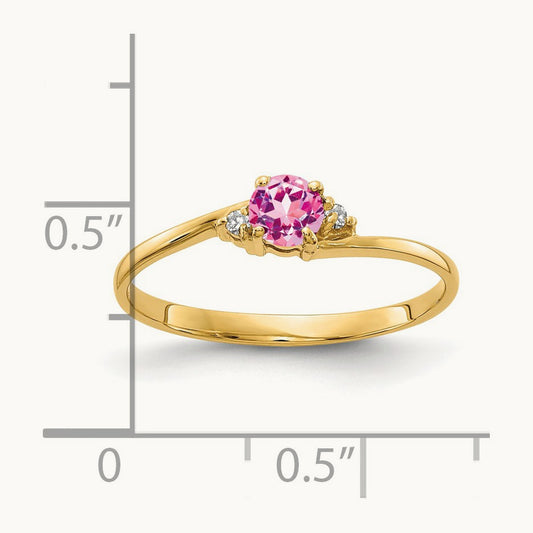 Pink Sapphire AA Diamond ring, 4mm, 14K
