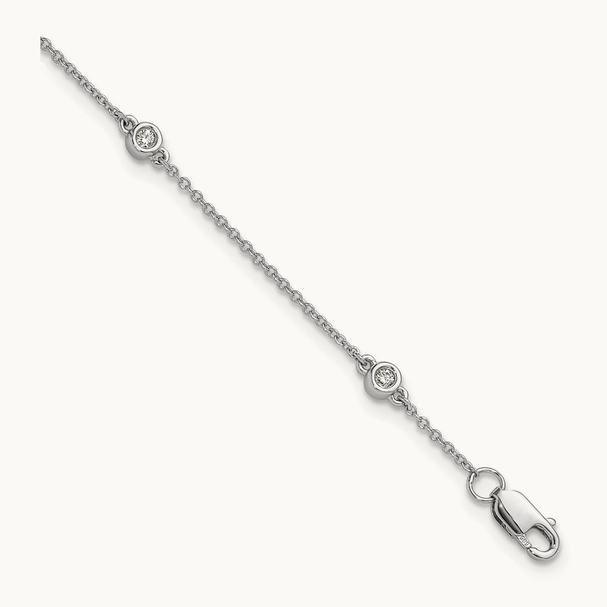 Diamond Station Cable Bracelet — 14K White Gold