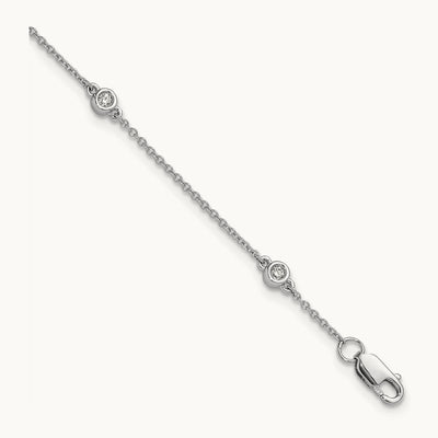 Diamond Station Cable Bracelet, 14K White Gold