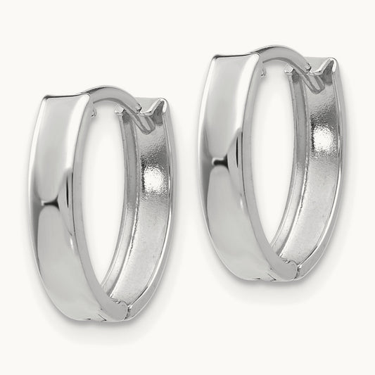 Polished Hinged Hoop Earrings, 14K White Gold