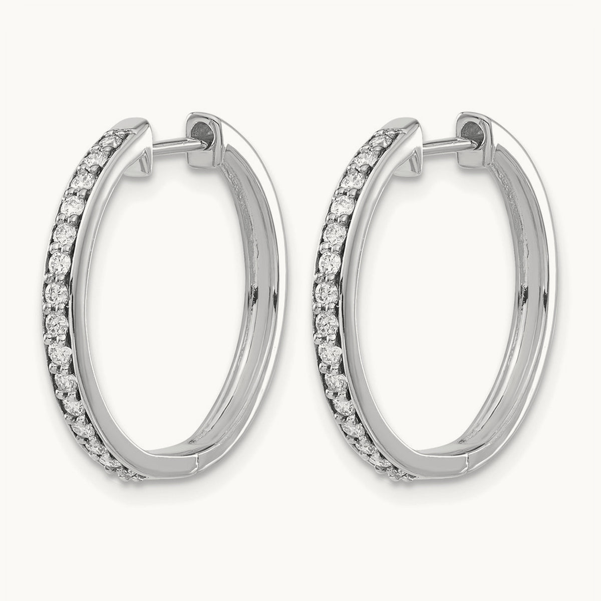 Hinged Hoop Earrings, 0.25-1.00 ct tw Lab-Grown Diamond — 1/3 ct, 14K White Gold