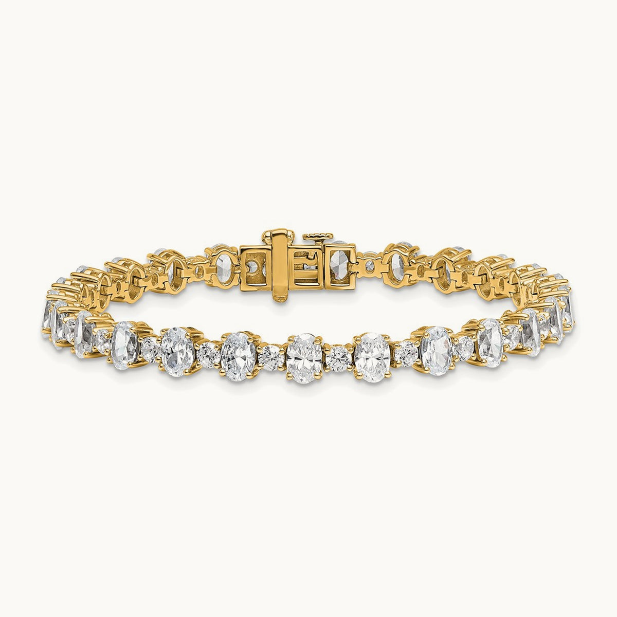 Oval/Round Tennis Bracelet, 11.00 ct tw Lab-Grown Diamond — 14K Yellow Gold