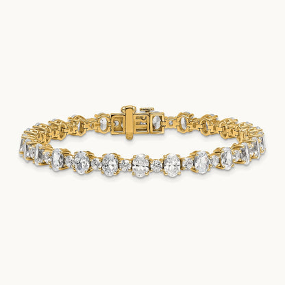 Oval/Round Tennis Bracelet, 11.00 ct tw Lab-Grown Diamond — 14K Yellow Gold